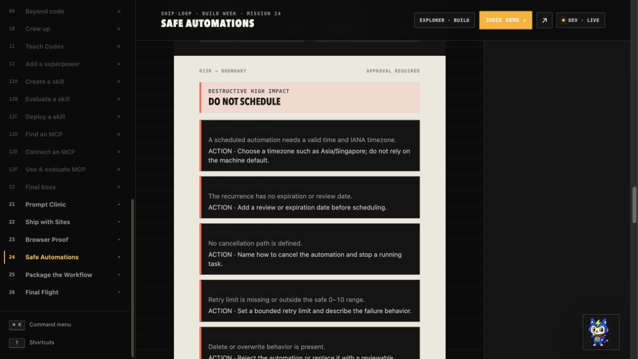 Safe Automations warning rejecting a destructive proposal
